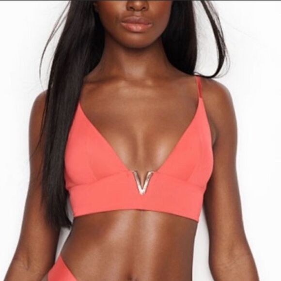 Victoria’s Secret Very Sexy Gold Metallic V Plunge Unlined Bralette bra - Picture 1 of 4